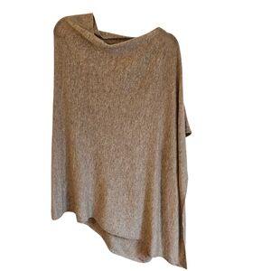 Cashmere Poncho Asymmetrical Wrap Nepal Women's Sweater Tan Tweed OS